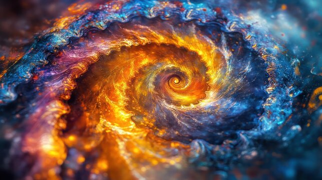 Abstract swirling vortex of fiery cosmic nebula