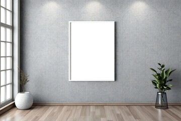 Modern interior scene with blank canvas and natural light