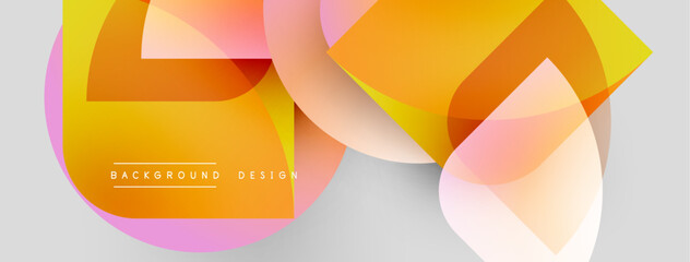 Fototapeta premium Abstract geometric shapes overlap. Warm colors dominate, creating dynamic visual effect. Modern design suitable for backgrounds.