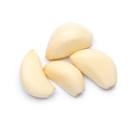 Fresh garlic cloves on white background