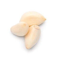 Fresh garlic cloves on white background