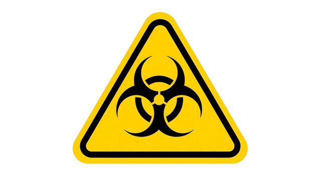 Yellow triangle warning sign with biohazard symbol