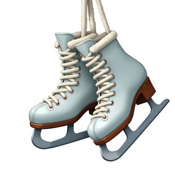 Charming blue ice skates hanging gracefully