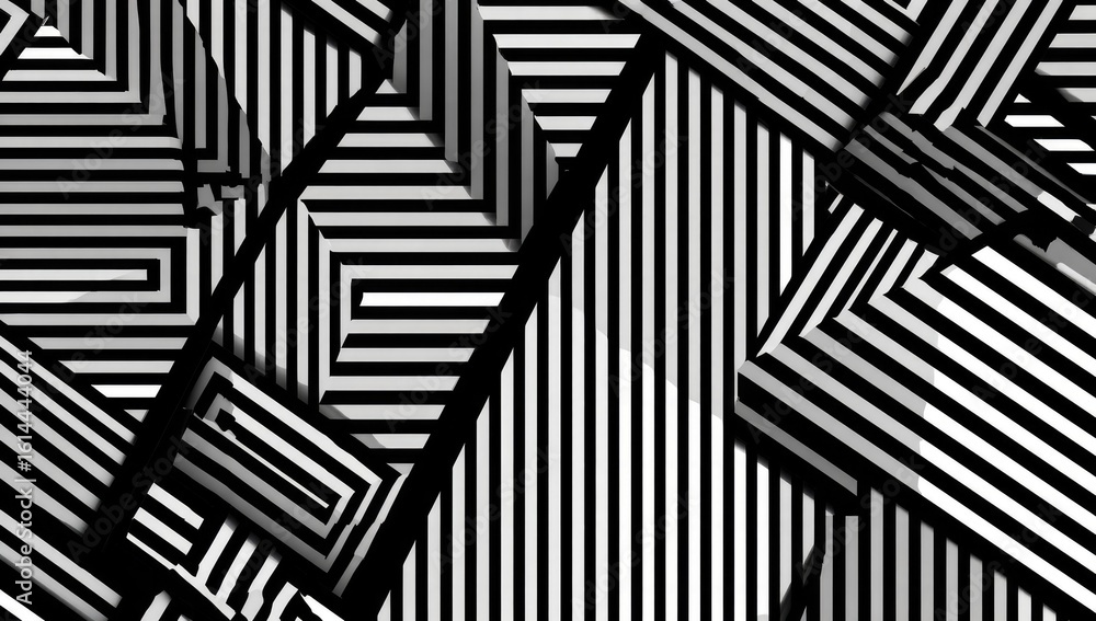 Poster abstract geometric pattern of layered lines and shapes