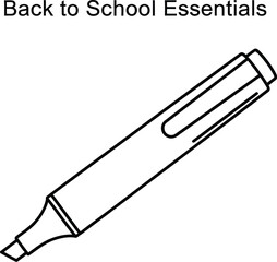 Line Drawing of a Simple Highlighter, Perfect for Educational Materials and Back-to-School Projects, Ideal for Adding Emphasis and Visual Interest to Your Designs