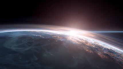 fusion tower tip radiating ion flare near gas giant atmosphere