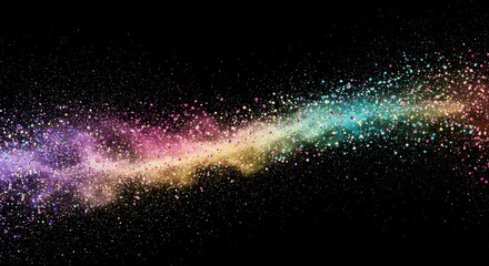 Abstract colorful confetti explosion on a black background