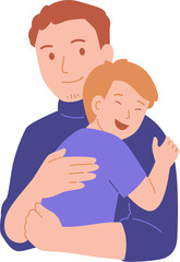 Father Gently Hugging His Toddler Son