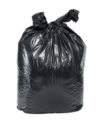 full black garbage bag isolated on white background