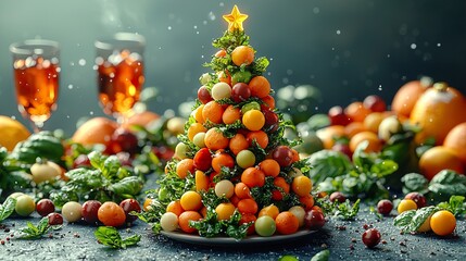 Elegant Succulent and Ornament Arrangement for Festive Holiday Decoration on Dark Background


