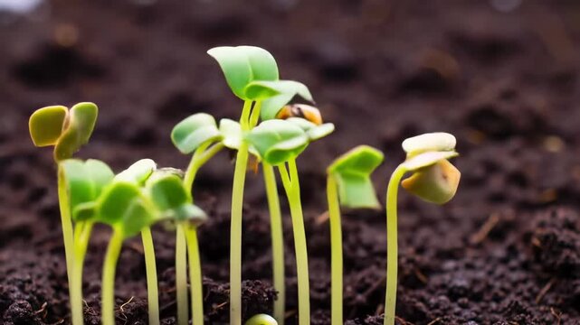 Sprouts Growing in Soil Timelapse