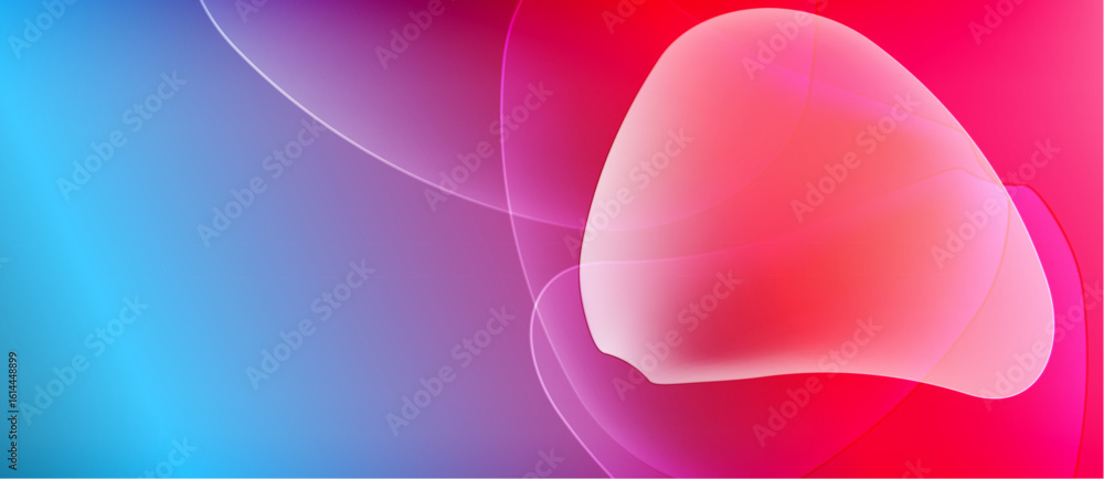 Poster abstract colorful background. smooth gradients blend blues, purples, pinks. flowing shapes create dy