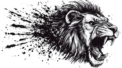 Roaring lion head, graphic design
