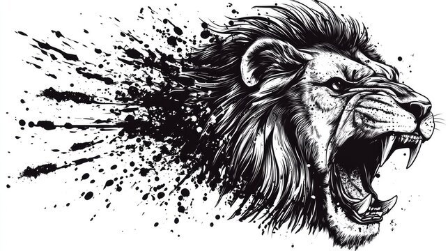 Roaring lion head, graphic design