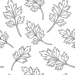 Minimalist parsley leaf botanical line art seamless pattern