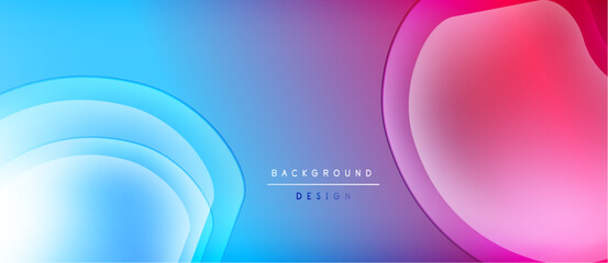 Abstract gradient background. Overlapping shapes create layered effect. Blue transitions to purple, then pink. Modern design element.