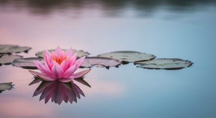 Serene lotus blossom on tranquil water
