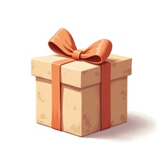 Charming gift box tied with a bright orange bow