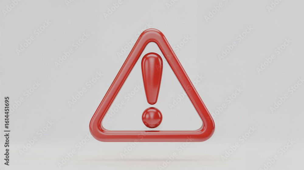 Poster a three-dimensional red warning triangle with an exclamation mark.