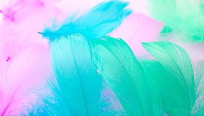 Obraz premium Floating feathers against a pastel backdrop 