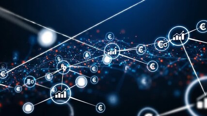 Abstract digital currency network with financial icons - Powered by Adobe
