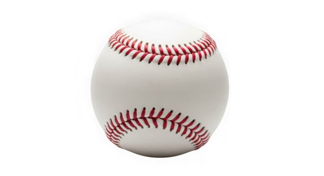 Baseball ball with red stitching isolated on transparent background