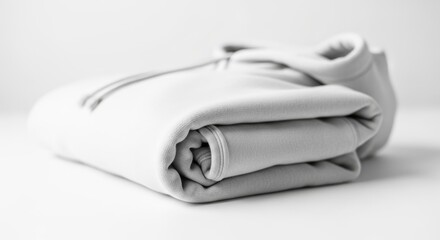 Gray Hoodie Folded in Minimalist Style on White Surface