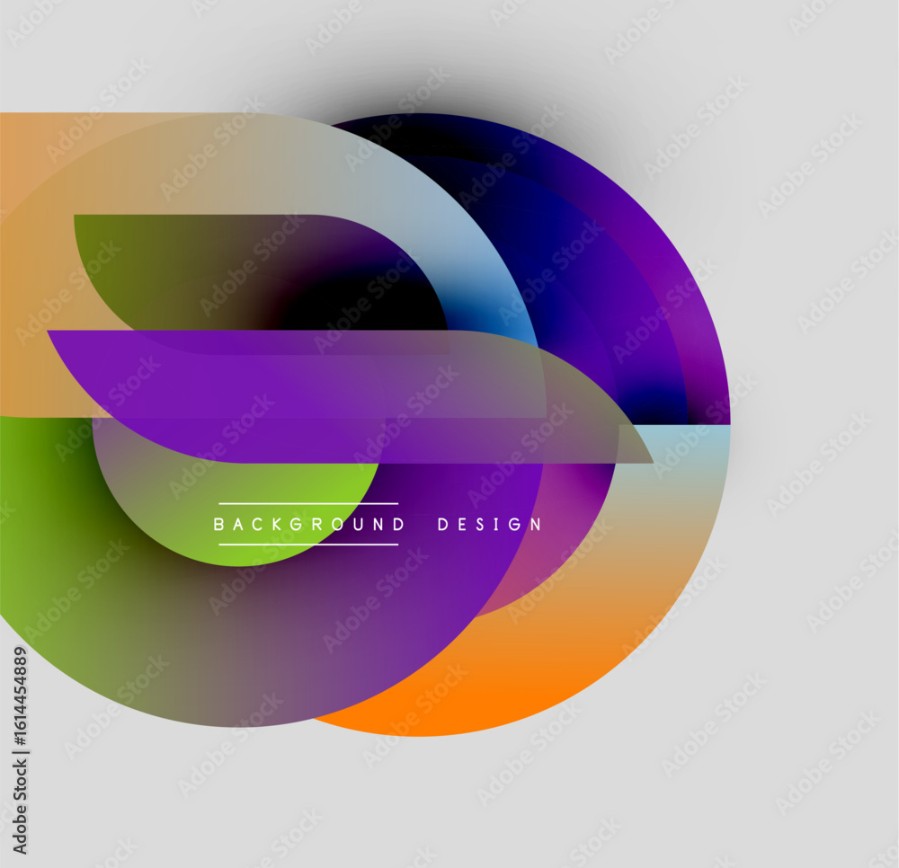 Poster abstract colorful layers create dynamic visual effect. overlapping shapes suggest movement, depth, m