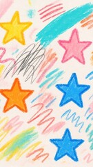 Obraz premium Colorful stars with crayon strokes.
