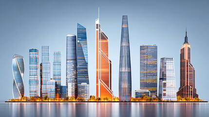 Naklejka premium Abstract City Skyline A Vision of Future Urban Architecture
