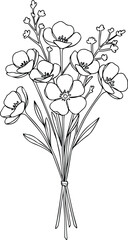 Flower line drawing coloring page for kids – vector illustration for coloring practice