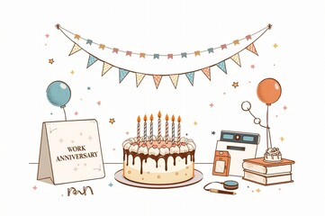 Office Work Anniversary Cake Celebration