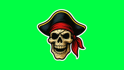 Fototapeta premium Pirate skull vibrant green background