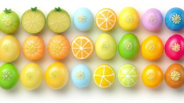 Colorful Flat Lay of Fresh Sliced Watermelon Green Limes and Orange Tangerines Arranged in a Grid Pattern Healthy Food Background