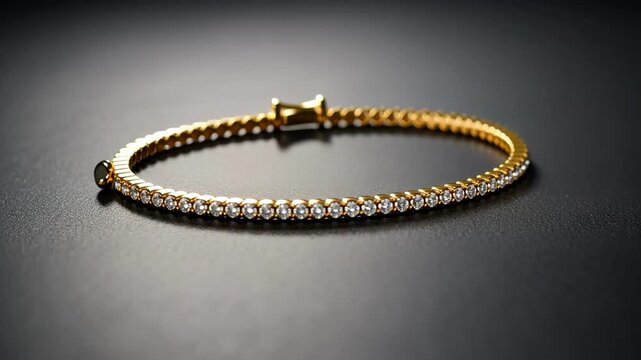 Elegant gold diamond bracelet on a dark background, a symbol of luxury and jewelry.