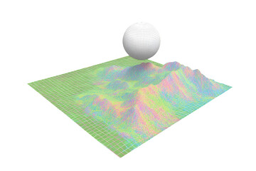 Abstract 3D landscape with a sphere