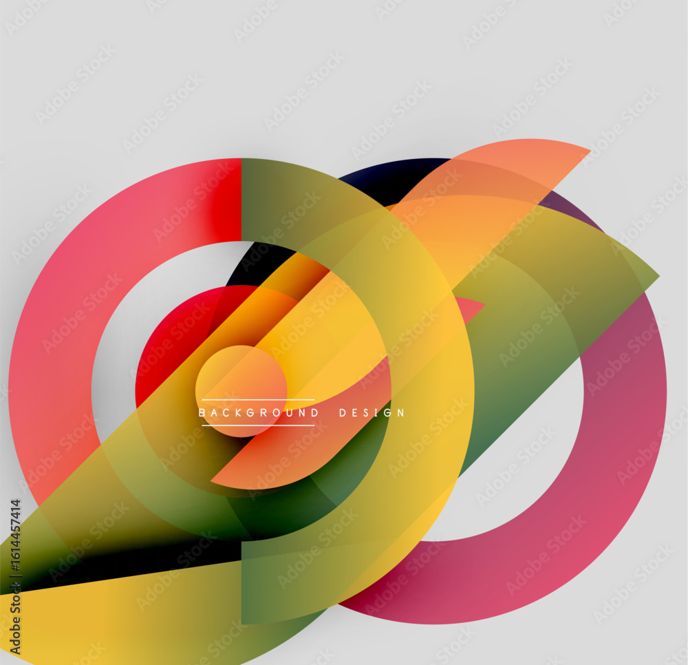 Poster abstract colorful overlapping circles create dynamic visual composition. modern design elements sugg