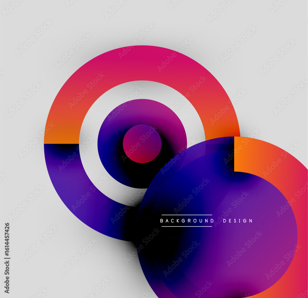 Poster abstract colorful shapes overlap. gradient hues create dynamic visual effect. modern design elements