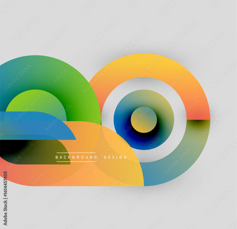 Poster abstract colorful shapes overlap. gradient hues create dynamic visual effect. modern design element 