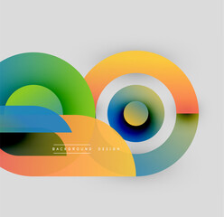 Abstract colorful shapes overlap. Gradient hues create dynamic visual effect. Modern design element for backgrounds, presentations.