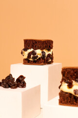 Sweet martabak is a typical Indonesian food, sweet chocolate dough with cream cheese and chocolate chip toppings between 2 cakes.