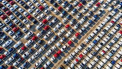 Obraz premium Aerial View of a Massive Car Parking Lot