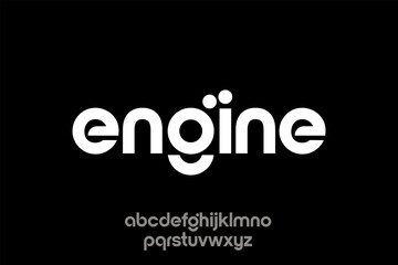 word of engine. modern minimalist clean alphabet font. lowercase bold typography vector illustration design	
