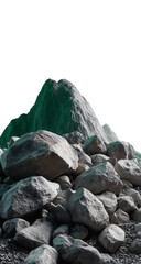 Mountain peak, pile of rocks, dark background