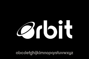 word of orbit . modern minimalist clean alphabet font. lowercase bold typography vector illustration design	

