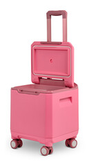 Pinks Color Empty  Ice Box  On PNG Transparent Background. Cut Out Clipping Path With Adobe Photoshop Pen Tool . PNG Transparent Ice Box