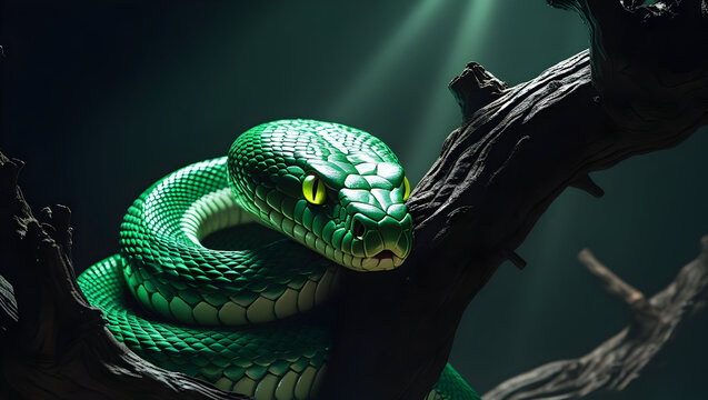 green snake in the water