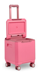 Pinks Color Empty  Ice Box  On PNG Transparent Background. Cut Out Clipping Path With Adobe Photoshop Pen Tool . PNG Transparent Ice Box