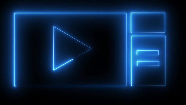 "Animated  Neon Live Streaming Frame Overlay &ndash; Glowing Gaming Template for Streamers play and pause button "