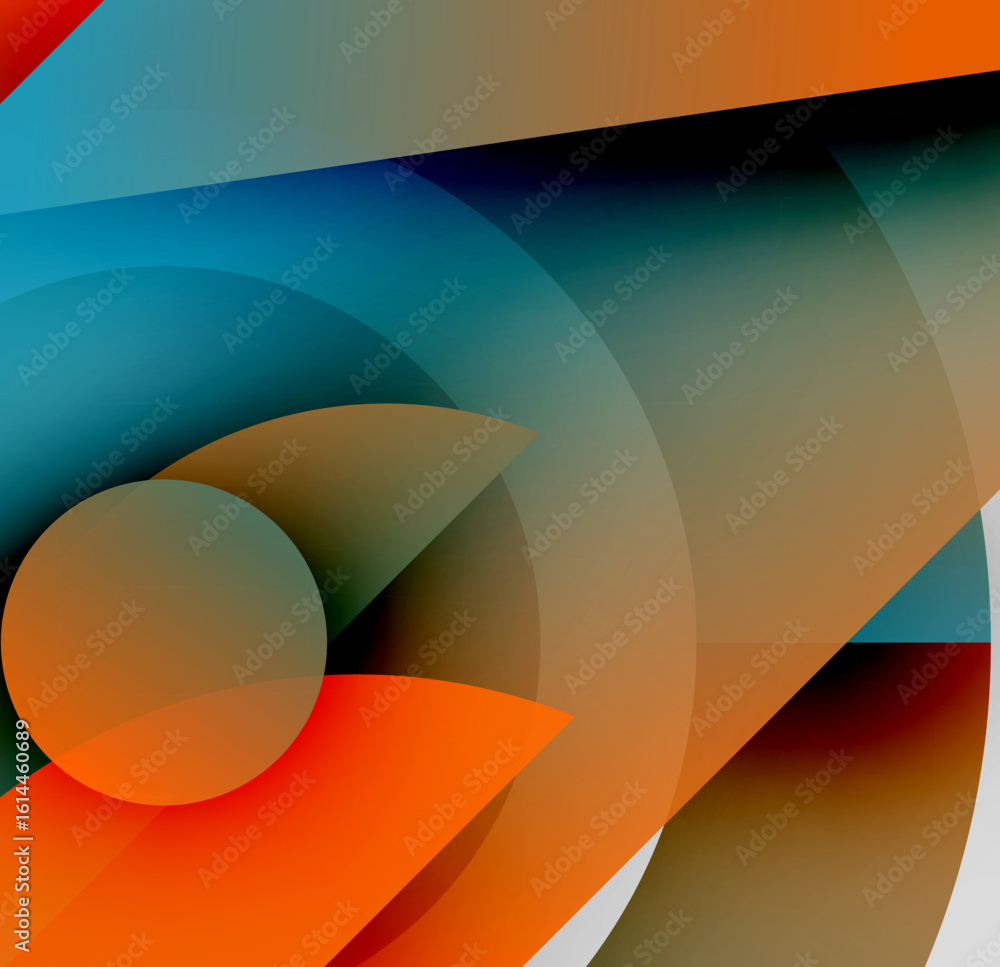 Poster abstract composition. overlapping shapes create depth, using warm, cool tones. minimalist design, mo